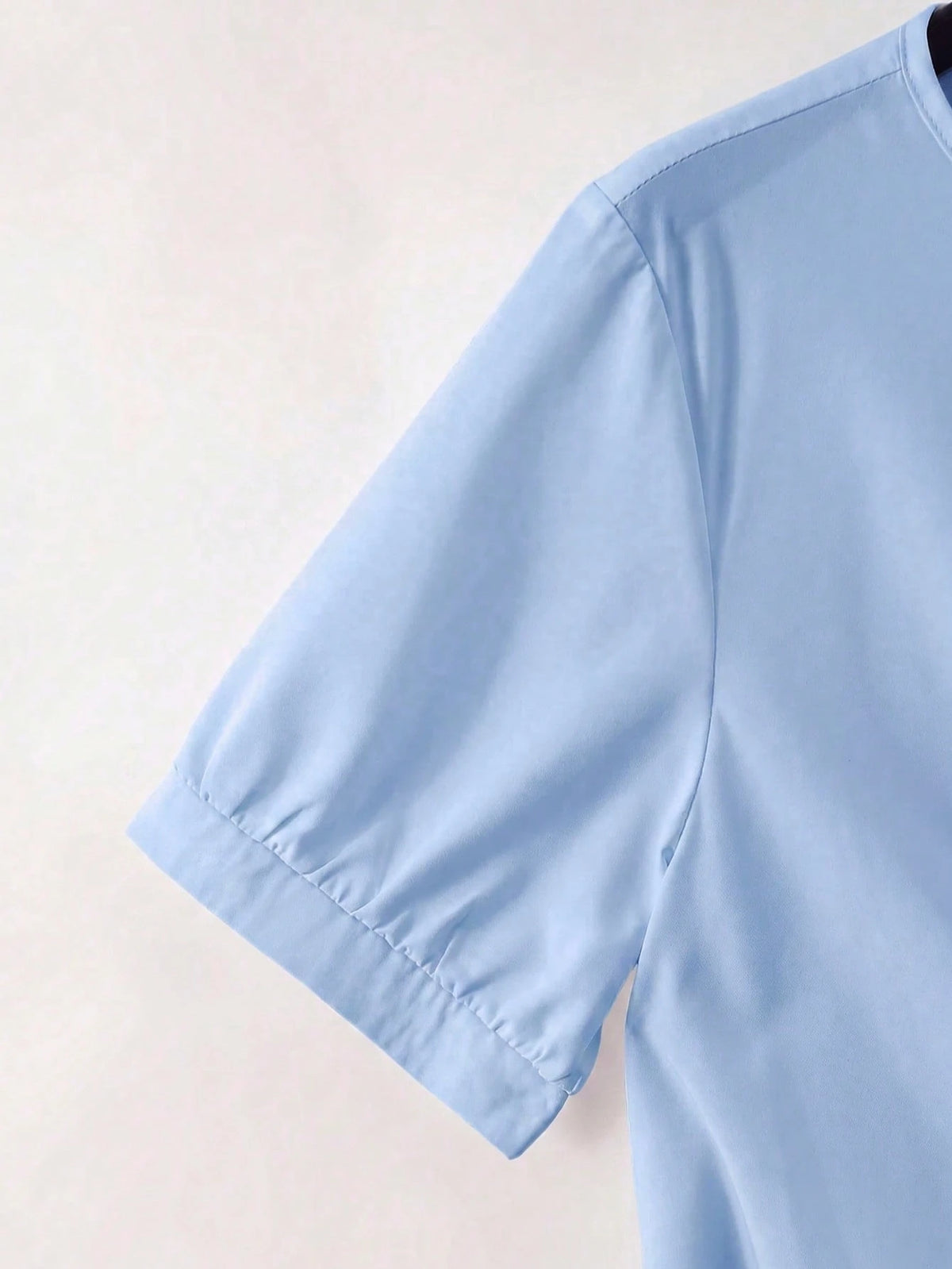 Franclia Women's Solid Color Fashionable Blouse, New Summer Knotted Top, Casual Elegant Daily Commute Party Travel, Summer 2026