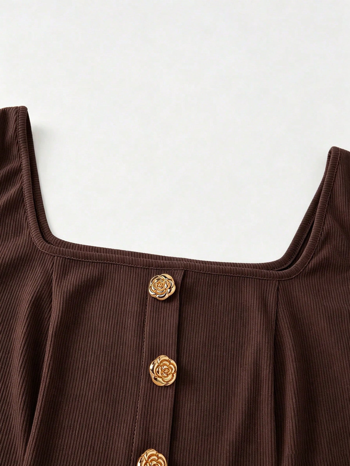Franclia Women's Summer Square Neck Sleeveless Tank Top With Front Faux Placket And Decorative Metal Buttons, H-Line All-Match Fit, Ribbed Textured Stretch Knit Fabric, Casual Versatile Elegant