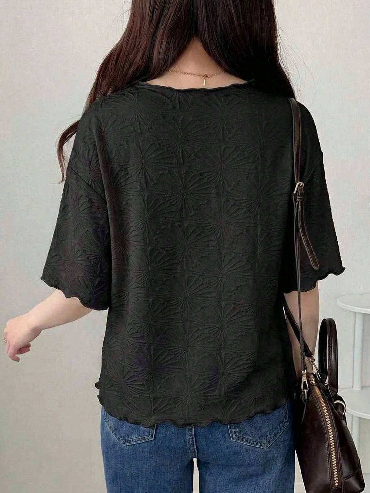 FRIFUL Women's Wavy Striped Loose Contrast Trim Short Sleeve T-Shirt, Summer Casual Wear