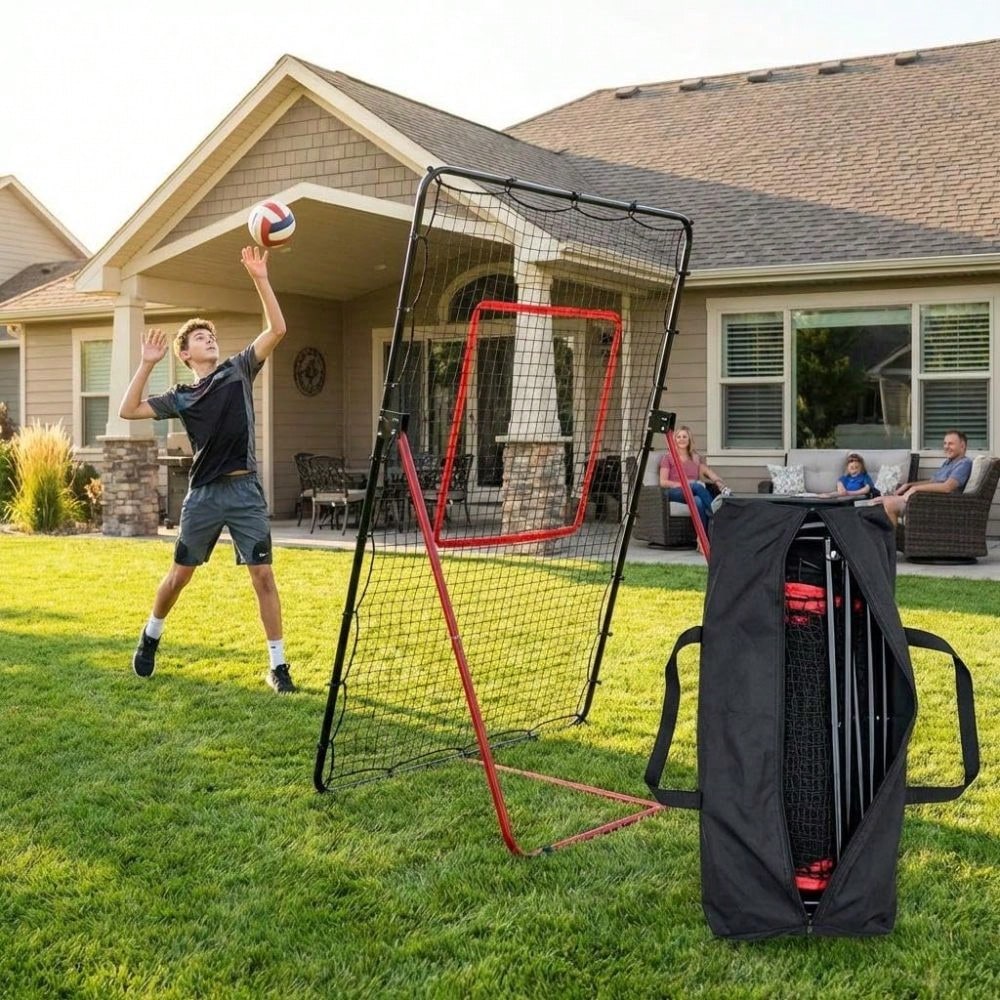 Gaderth 7X4 Ft Adjustable Volleyball Rebounder Net,Large Training Bounce Back Net For Bumping, Spiking & Setting – Sturdy, Multi-Angle Practice Equipment, Easy Setup & Foldable,Indoor & Outdoor Practi