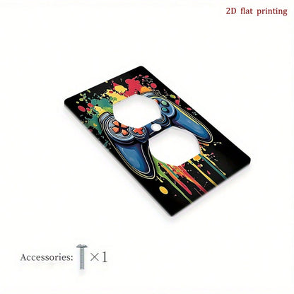 Game Controller Graffiti Switch Plate 2D Flat Snap Install No Electricity Decorative Cover For Game Room Office Bedroom Gamer Holiday Gift