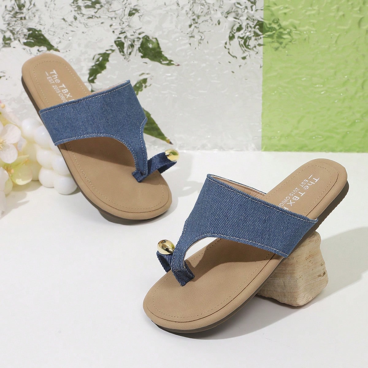 Girls' Korean Style Slip-On Ankle Strap Open Toe Summer Casual Sandals, Minimalist Design, Suitable For Beach Wear, Lazy And Casual Style