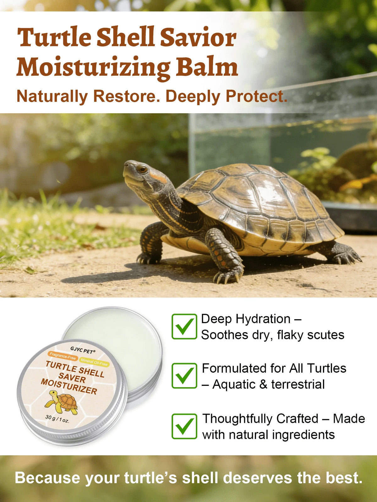 GJYC PET 1 Oz Turtle Shell Care Cream- Shell Care Conditioner, Moisturizer, Cleanser And Protective Wax