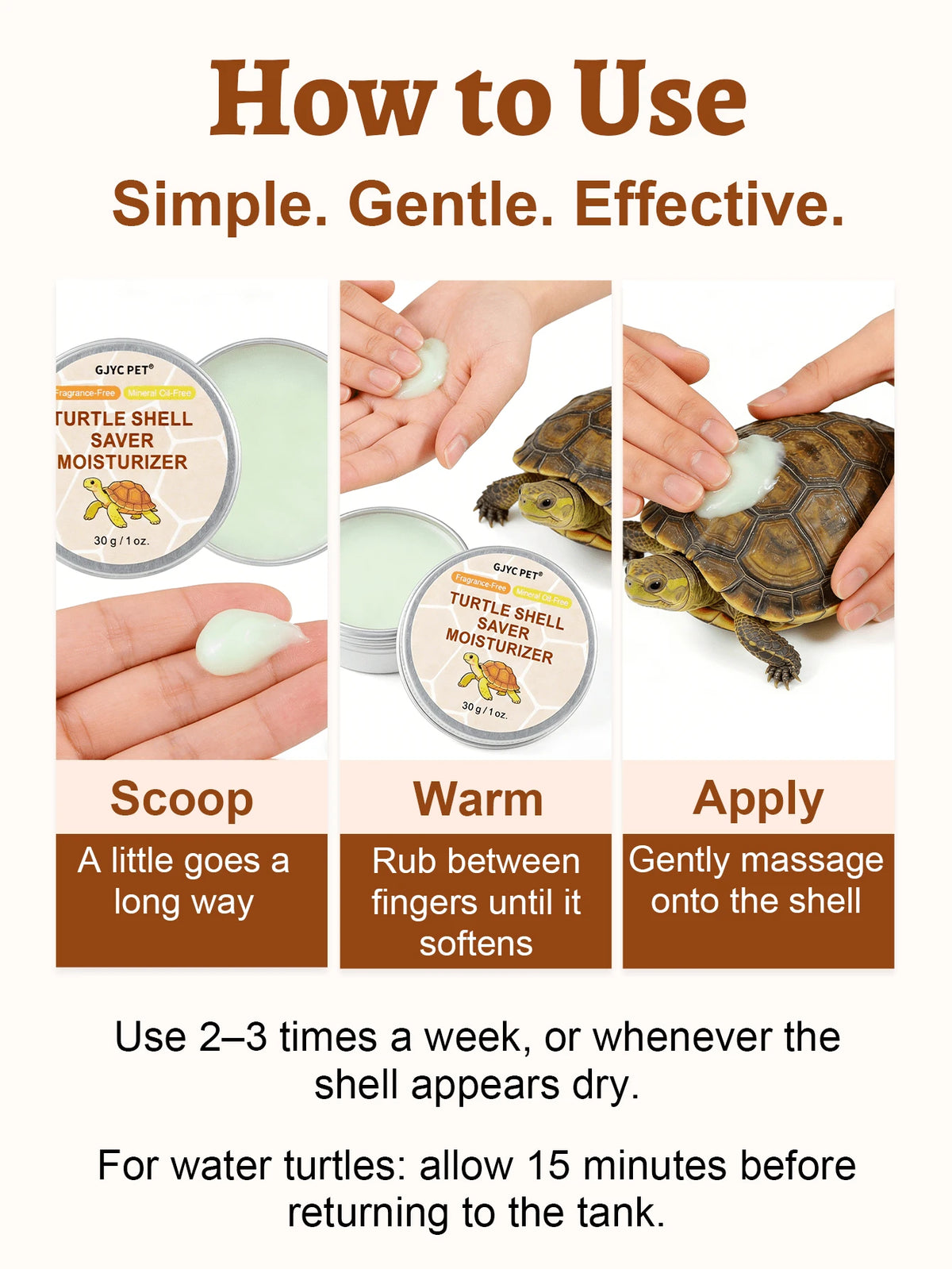 GJYC PET 1 Oz Turtle Shell Care Cream- Shell Care Conditioner, Moisturizer, Cleanser And Protective Wax