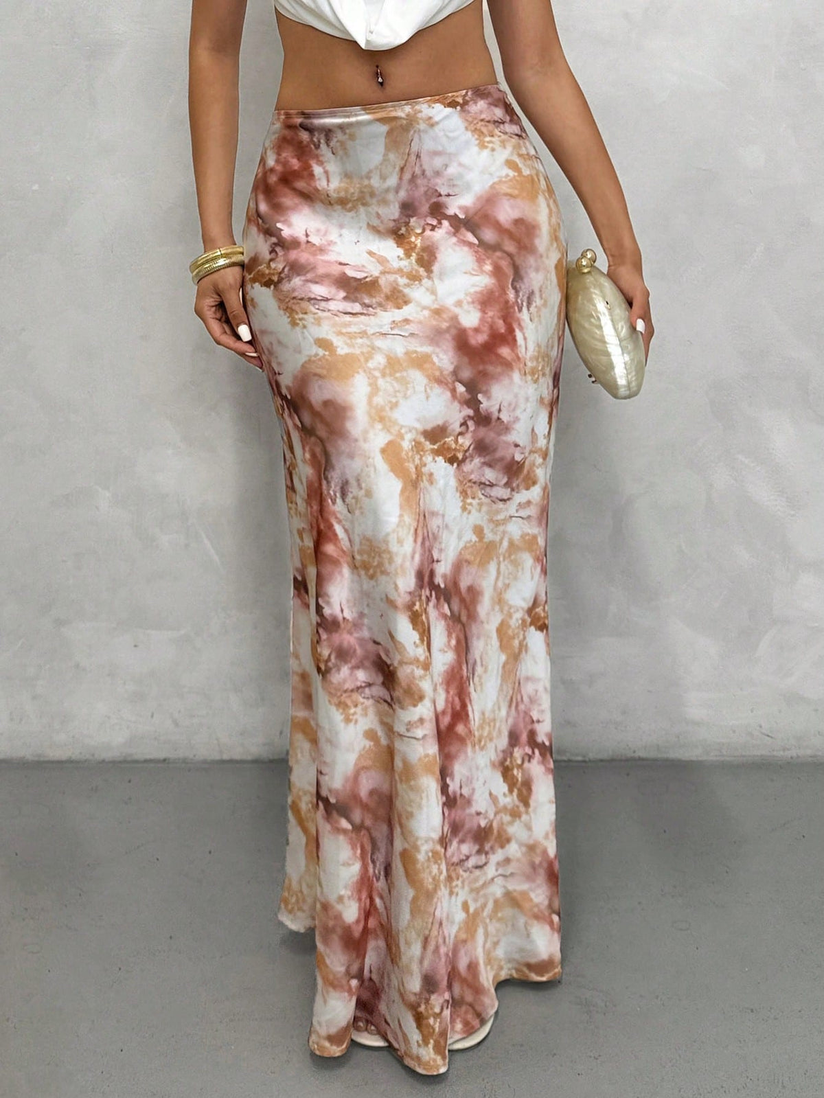 Glamine Elegant Versatile A-Line Skirt, Satin Floral Print Skirt, Summer Skirt, Fitted Fashionable Skirt