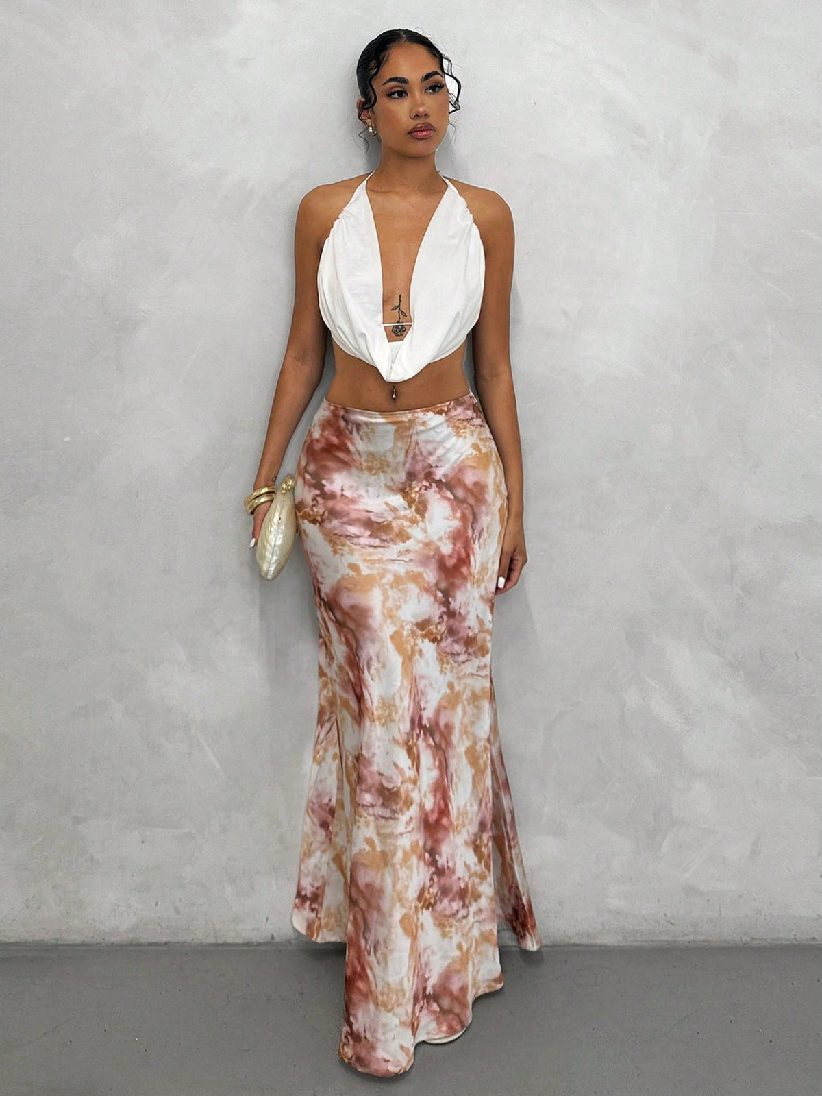 Glamine Elegant Versatile A-Line Skirt, Satin Floral Print Skirt, Summer Skirt, Fitted Fashionable Skirt