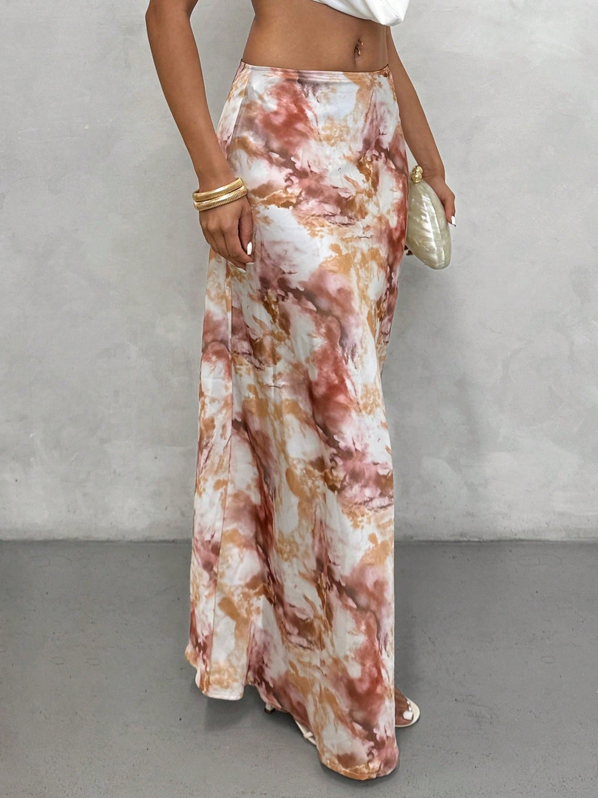 Glamine Elegant Versatile A-Line Skirt, Satin Floral Print Skirt, Summer Skirt, Fitted Fashionable Skirt