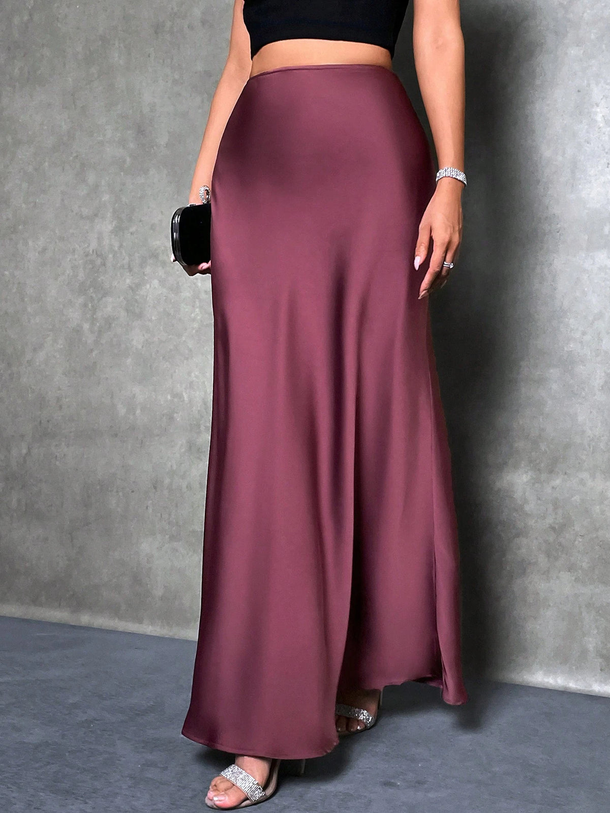 Glamine Elegant Versatile A-Line Skirt, Satin Floral Print Skirt, Summer Skirt, Fitted Fashionable Skirt