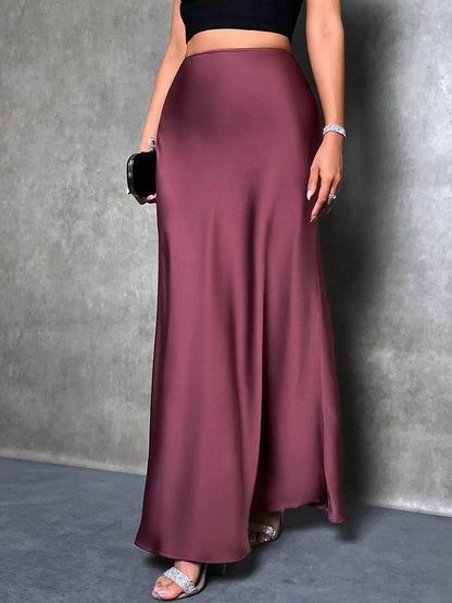 Glamine Elegant Versatile A-Line Skirt, Satin Floral Print Skirt, Summer Skirt, Fitted Fashionable Skirt