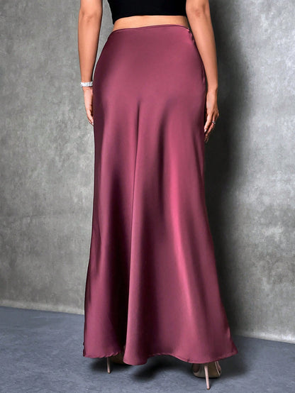 Glamine Elegant Versatile A-Line Skirt, Satin Floral Print Skirt, Summer Skirt, Fitted Fashionable Skirt
