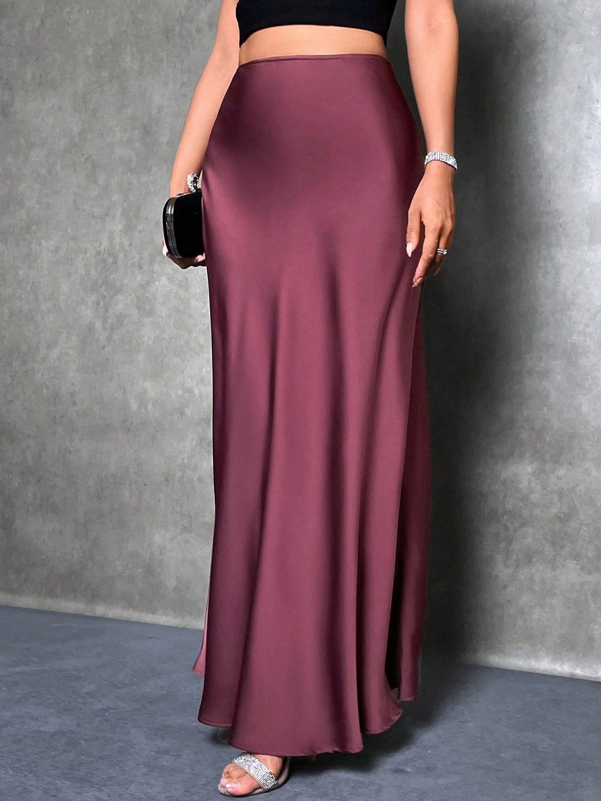 Glamine Elegant Versatile A-Line Skirt, Satin Floral Print Skirt, Summer Skirt, Fitted Fashionable Skirt