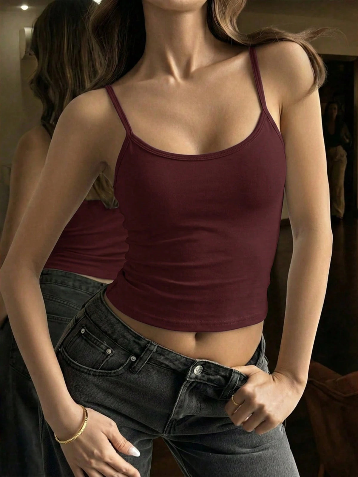 GLAMSKIN Women's Summer/Autumn Striped Lingerie Style Slim Fit Camisole, Solid Color Y2K Casual Basic Cropped Tank Top, Back To School Daily Streetwear And Beach Vacation
