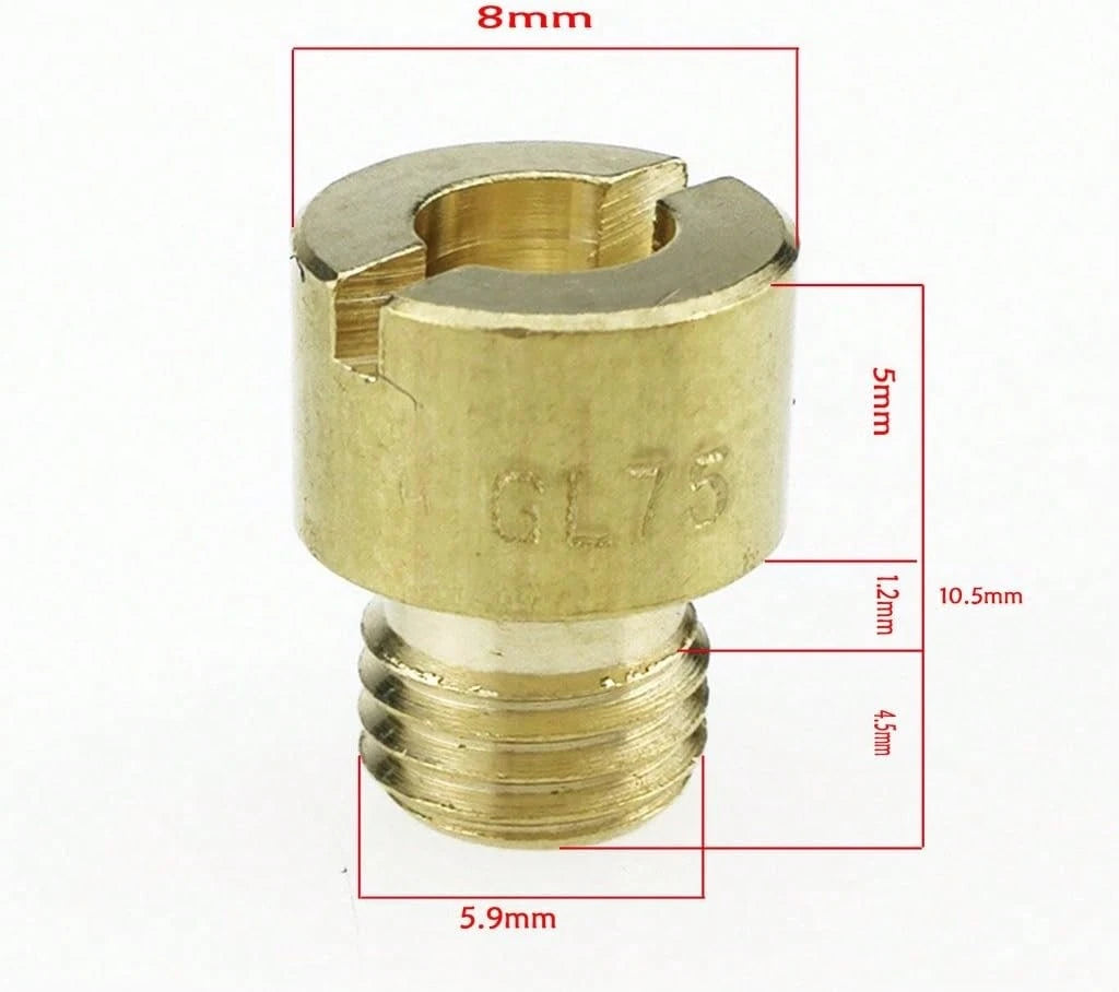Glixal Jog 50cc 72cc 1PE40QMB Scooter Carburetor VM11_22 Pit Bike ATV Dirt Bike Main Jet #70#75#80#85#90#95#100#105#110#115 (10 Pcs Set, M6 X 075)