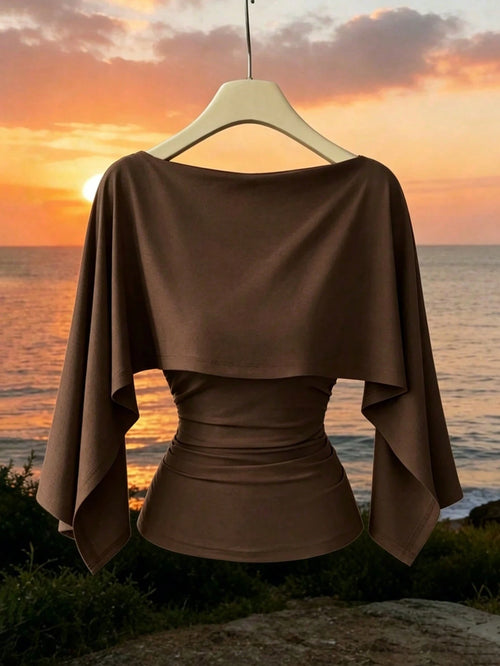GlowEve New Arrival Women's Sleeveless Shawl Collar Elastic Knit Top, Elegant Everyday Versatile Fitted Slim Fit T-Shirt