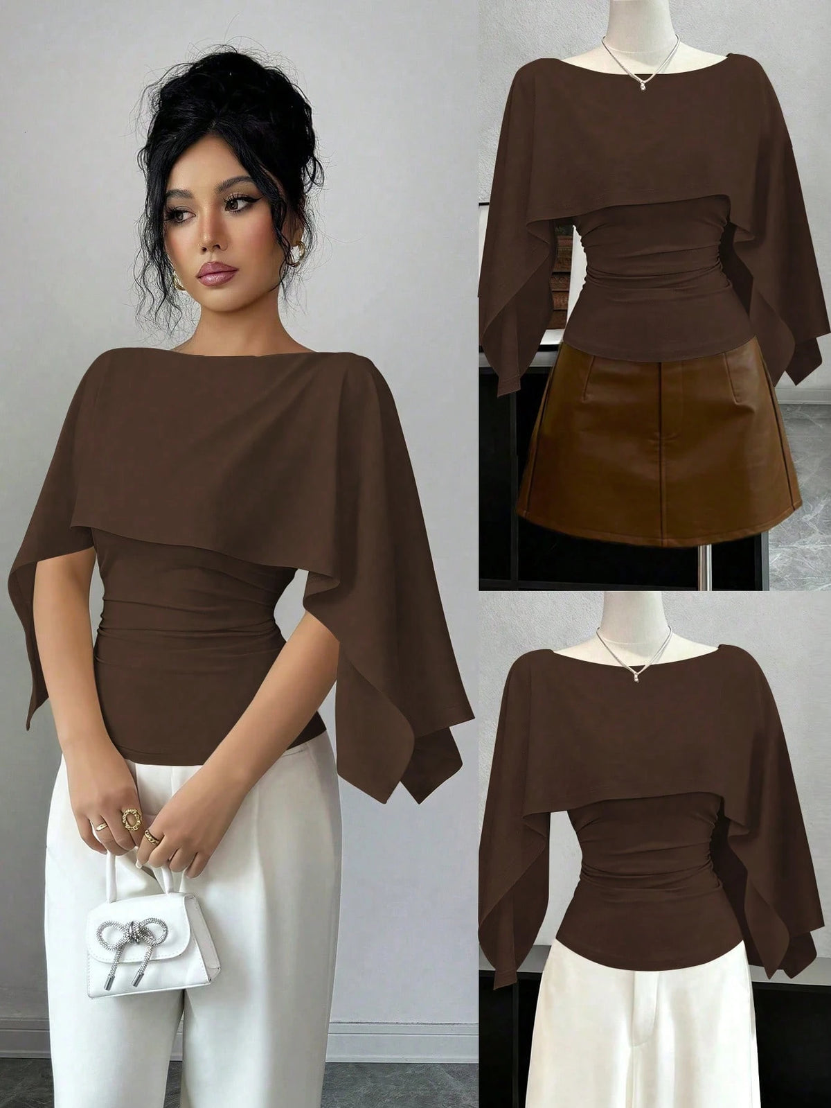 GlowEve New Arrival Women's Sleeveless Shawl Collar Elastic Knit Top, Elegant Everyday Versatile Fitted Slim Fit T-Shirt