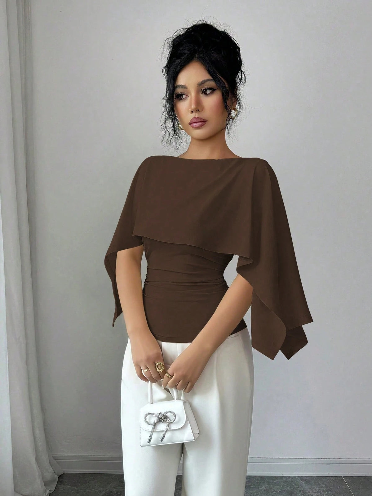 GlowEve New Arrival Women's Sleeveless Shawl Collar Elastic Knit Top, Elegant Everyday Versatile Fitted Slim Fit T-Shirt