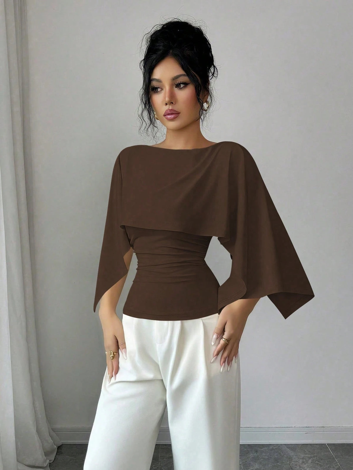 GlowEve New Arrival Women's Sleeveless Shawl Collar Elastic Knit Top, Elegant Everyday Versatile Fitted Slim Fit T-Shirt