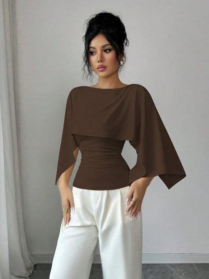 GlowEve New Arrival Women's Sleeveless Shawl Collar Elastic Knit Top, Elegant Everyday Versatile Fitted Slim Fit T-Shirt