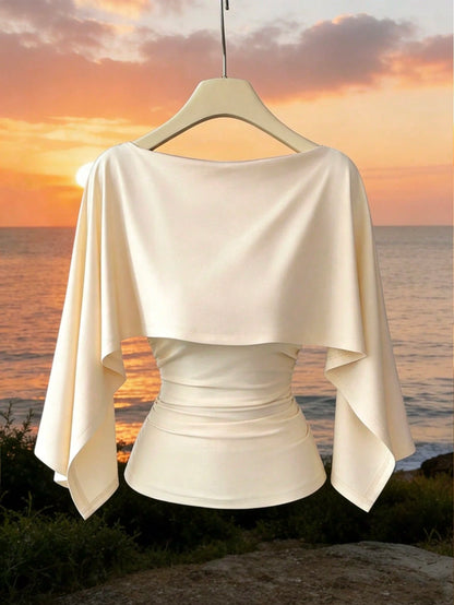 GlowEve New Arrival Women's Sleeveless Shawl Collar Elastic Knit Top, Elegant Everyday Versatile Fitted Slim Fit T-Shirt