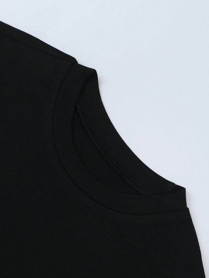 GlowEve 's Women's Summer Casual Crew Neck Short Sleeve T-Shirt Tops,Solid Color Black And White Basics Everyday For Work Office, Party