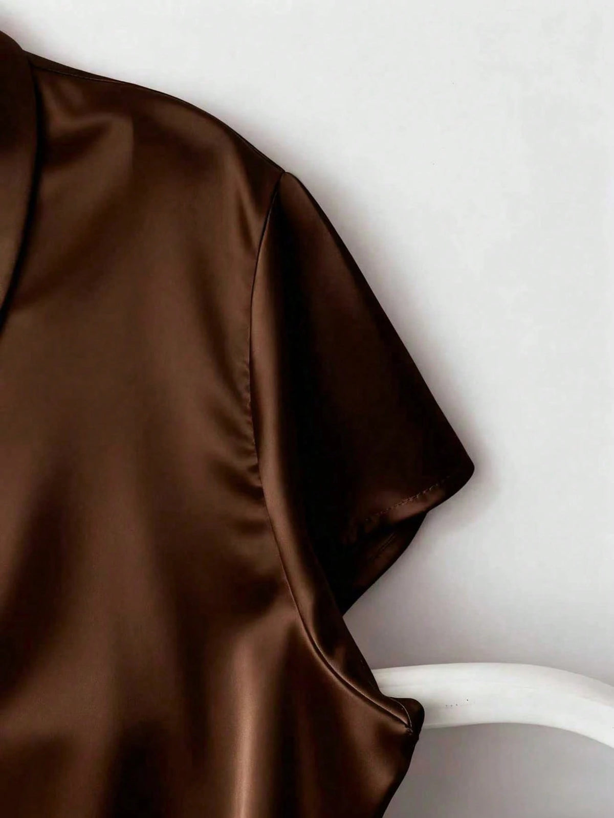 GlowEve Solid Color Front Button Satin + Waist Ruched Cinched Waist Shirt
