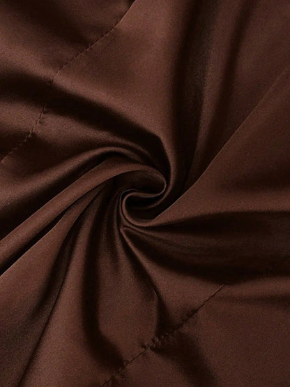 GlowEve Solid Color Front Button Satin + Waist Ruched Cinched Waist Shirt