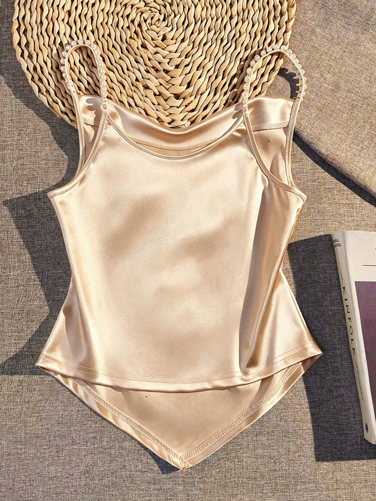 GlowEve Women's Elegant Daily Wear Faux Pearl Beaded Camisole