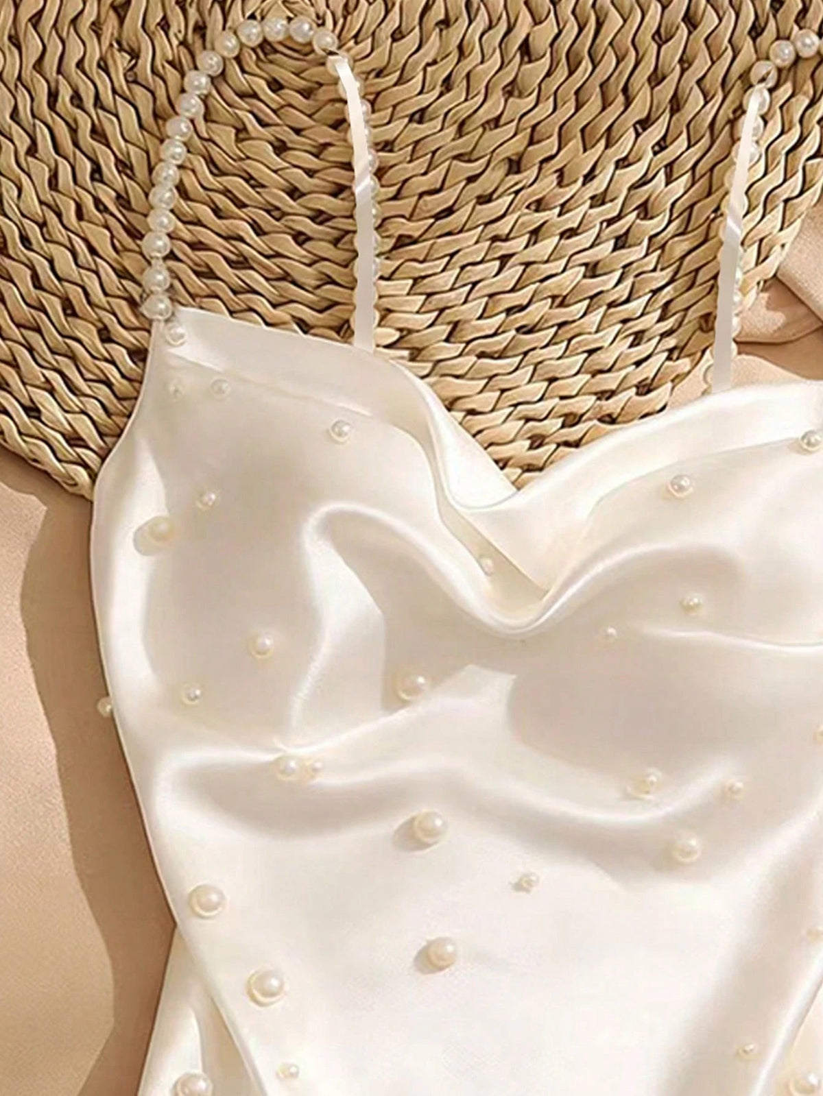 GlowEve Women's Elegant Daily Wear Faux Pearl Beaded Camisole