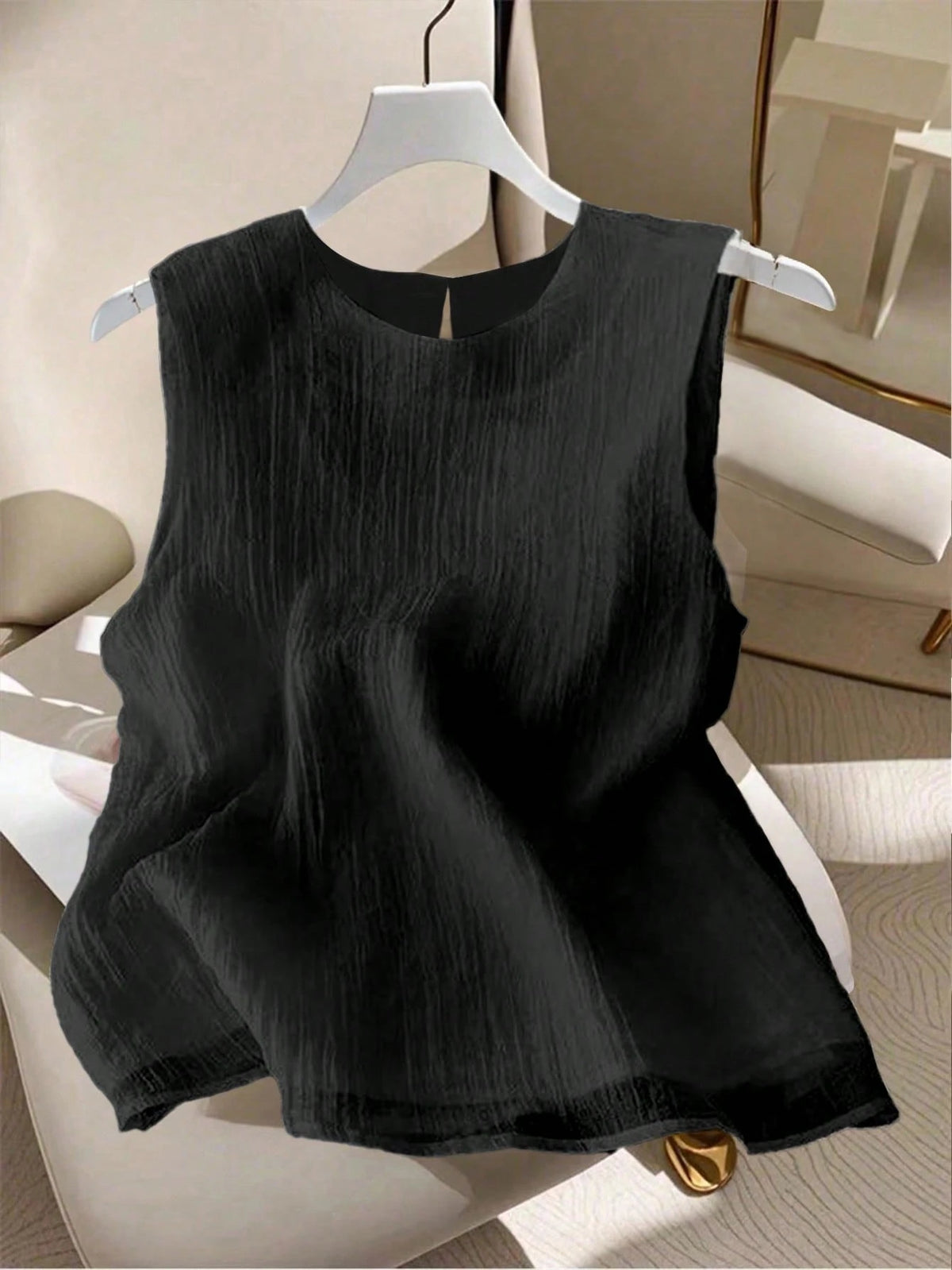 GlowEve Women's Solid Color Round Neck Casual Loose Fit Tank Top