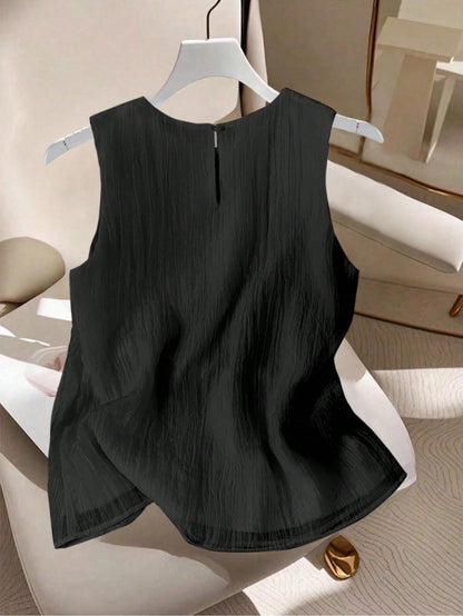 GlowEve Women's Solid Color Round Neck Casual Loose Fit Tank Top