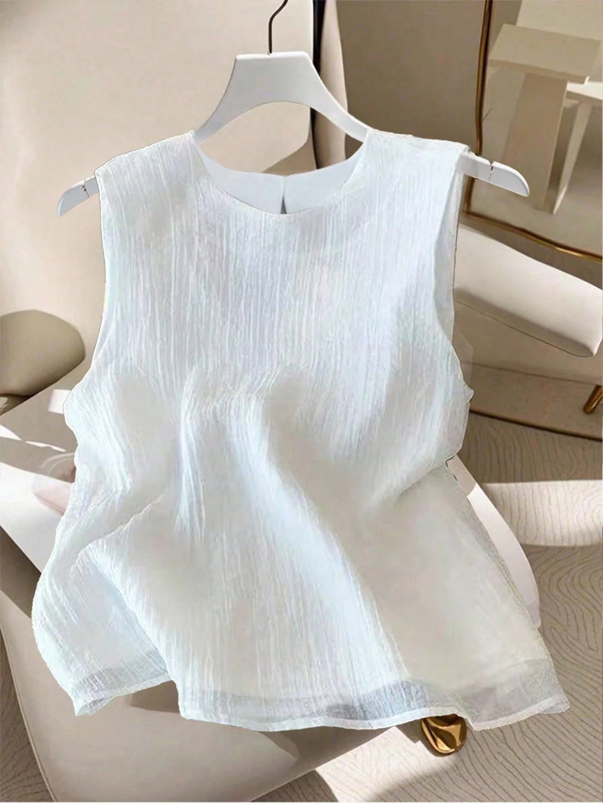 GlowEve Women's Solid Color Round Neck Casual Loose Fit Tank Top