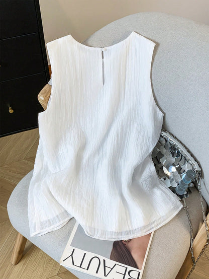 GlowEve Women's Solid Color Round Neck Casual Loose Fit Tank Top