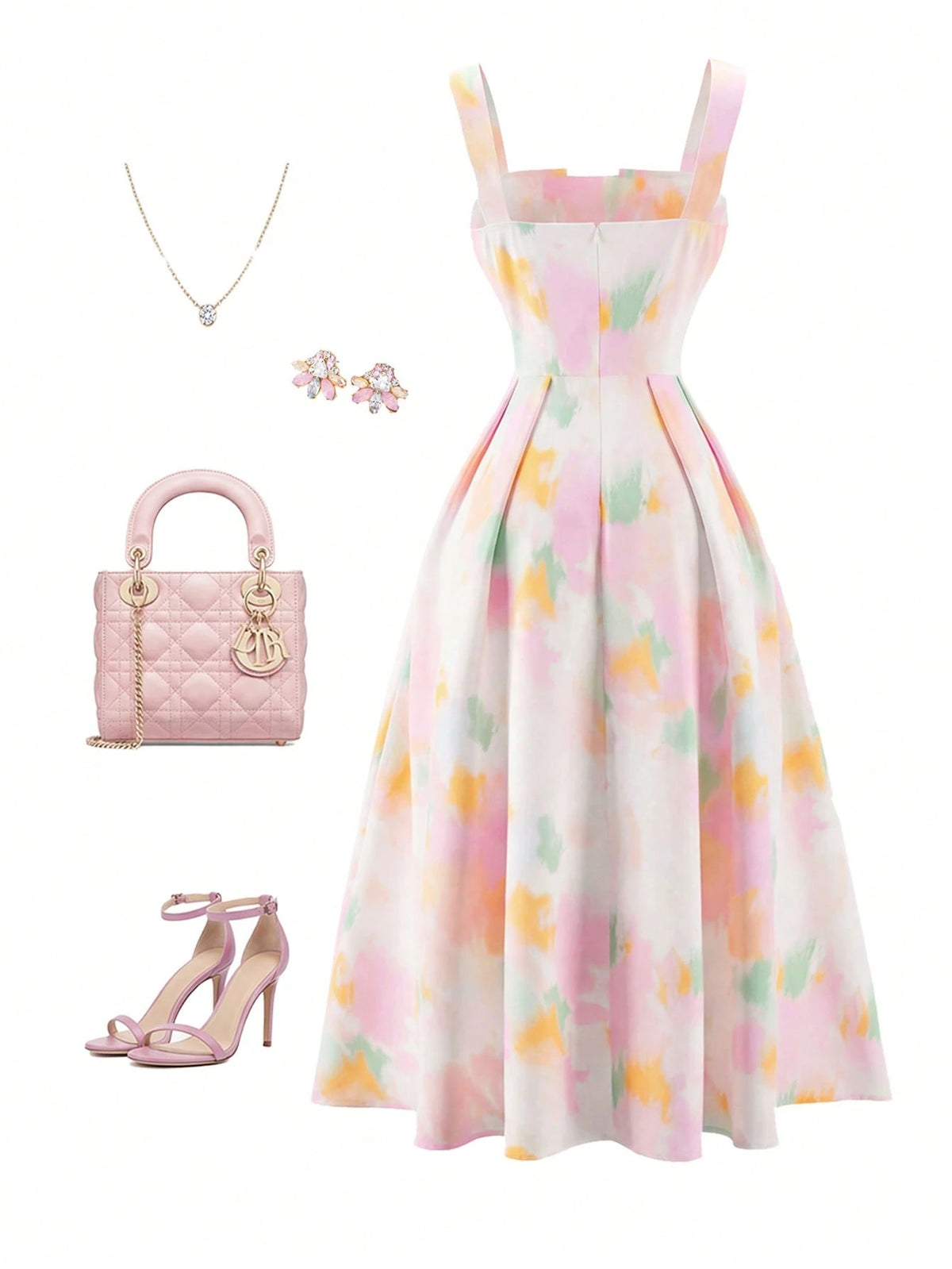 GlowEve Women's Summer Vacation Style Backless Spaghetti Strap Floral Print A-Line Waist Elegant Dress