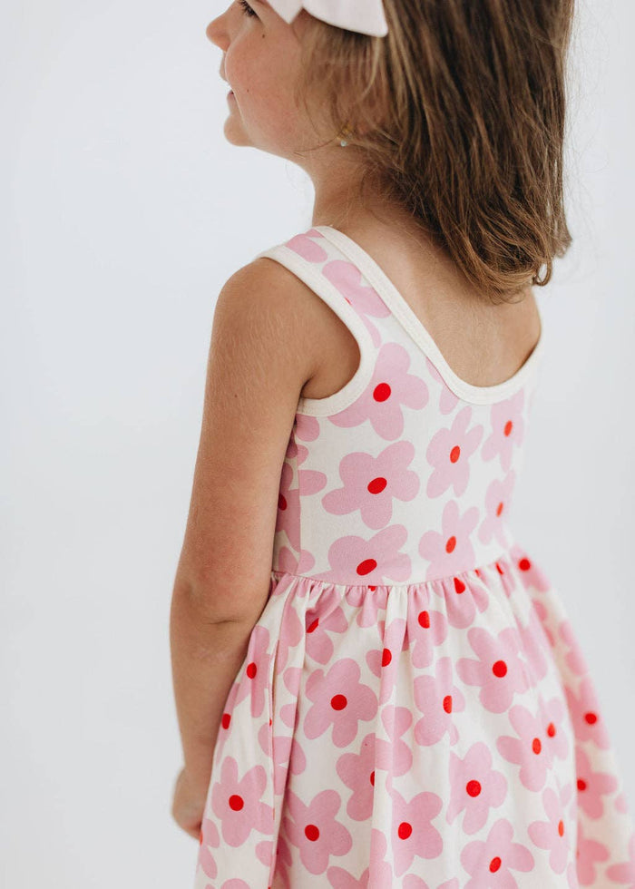Good Apples Kids Sleeveless Twirl Dress - Pink Daisies (Final Sale)