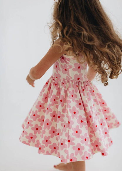 Good Apples Kids Sleeveless Twirl Dress - Pink Daisies (Final Sale)