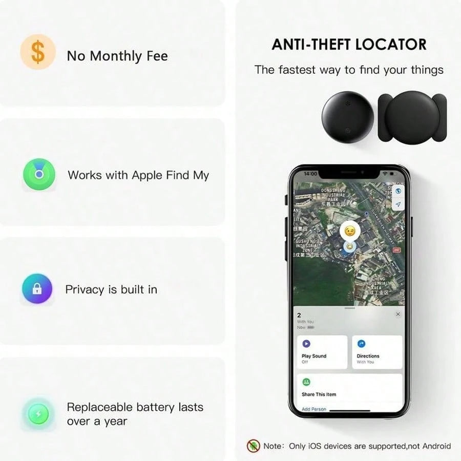 GPS Tracker For Car,Mini Trackers Device With Weatherproof-No Monthly Fee-Best Hidden GPS Trackers,Anti-Lost Device,Works With Apple Find My Gift