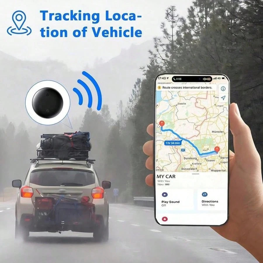 GPS Tracker For Car,Mini Trackers Device With Weatherproof-No Monthly Fee-Best Hidden GPS Trackers,Anti-Lost Device,Works With Apple Find My Gift