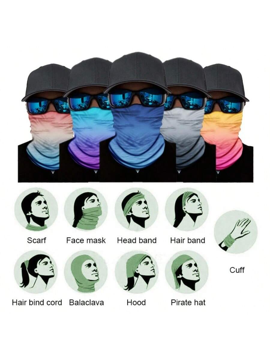 Gradient Color UV Protection Face Mask & Neck Gaiter, Made Of Polyester, Suitable For Cycling, Fishing, Hiking, Camping To Protect Face And Neck, Also Suitable For Motorcycling And Skiing, This Year's