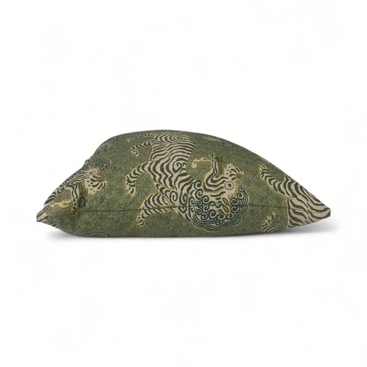 Green Chinoiserie Tiger Pillow Cover: Asian Inspired Home Decor