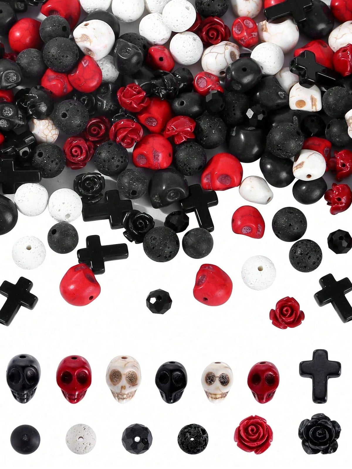 Halloween Skull Natural Stone Beads, Mix Skull Spacer Beads For Jewelry Making, DIY Bracelets Necklaces Keychains Crafts Accessories, Halloween Decor