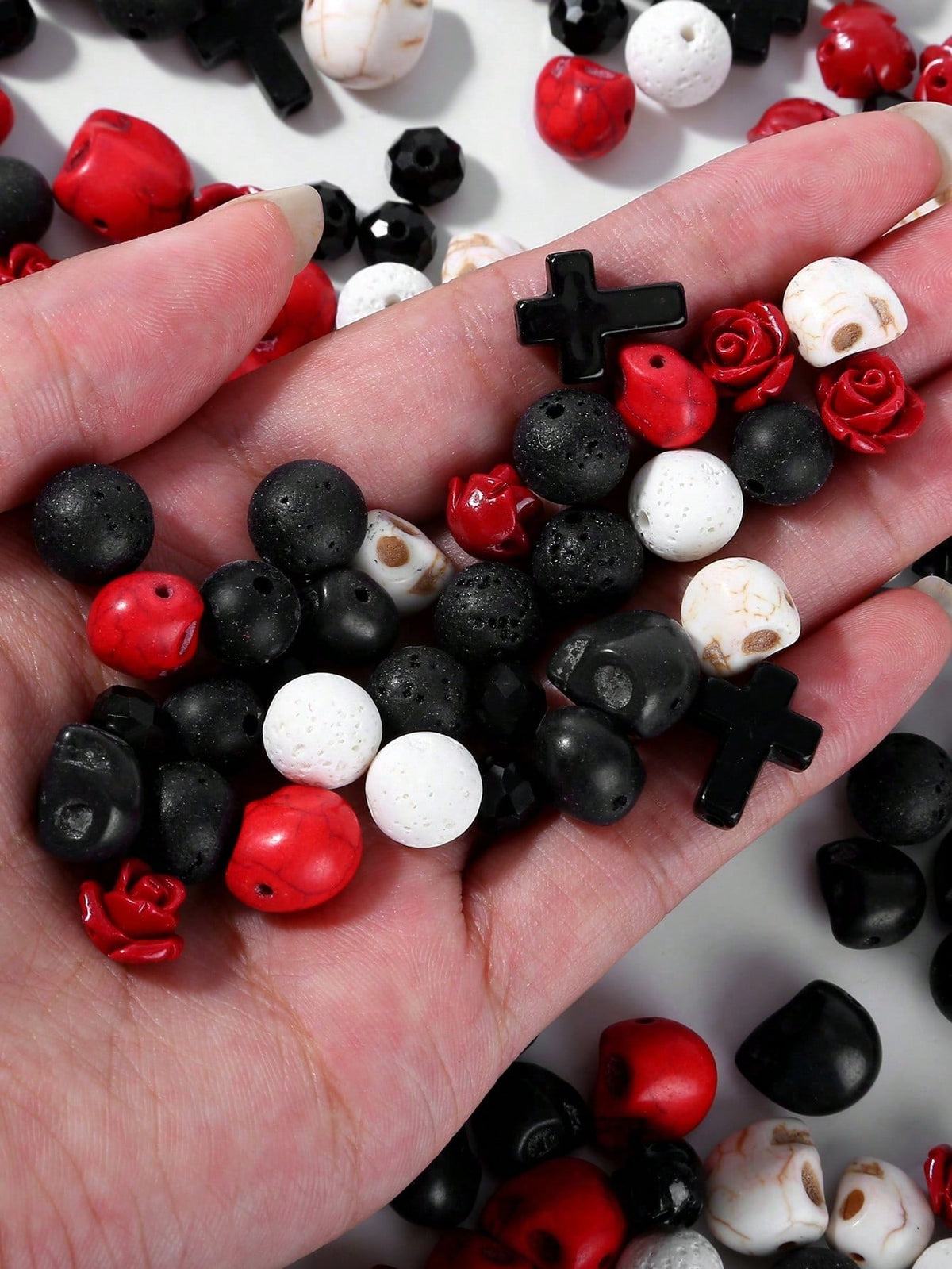 Halloween Skull Natural Stone Beads, Mix Skull Spacer Beads For Jewelry Making, DIY Bracelets Necklaces Keychains Crafts Accessories, Halloween Decor