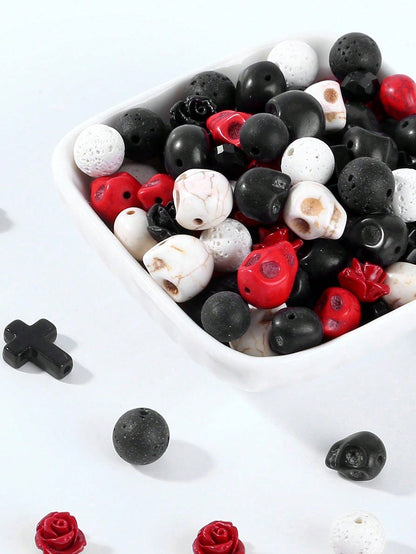 Halloween Skull Natural Stone Beads, Mix Skull Spacer Beads For Jewelry Making, DIY Bracelets Necklaces Keychains Crafts Accessories, Halloween Decor