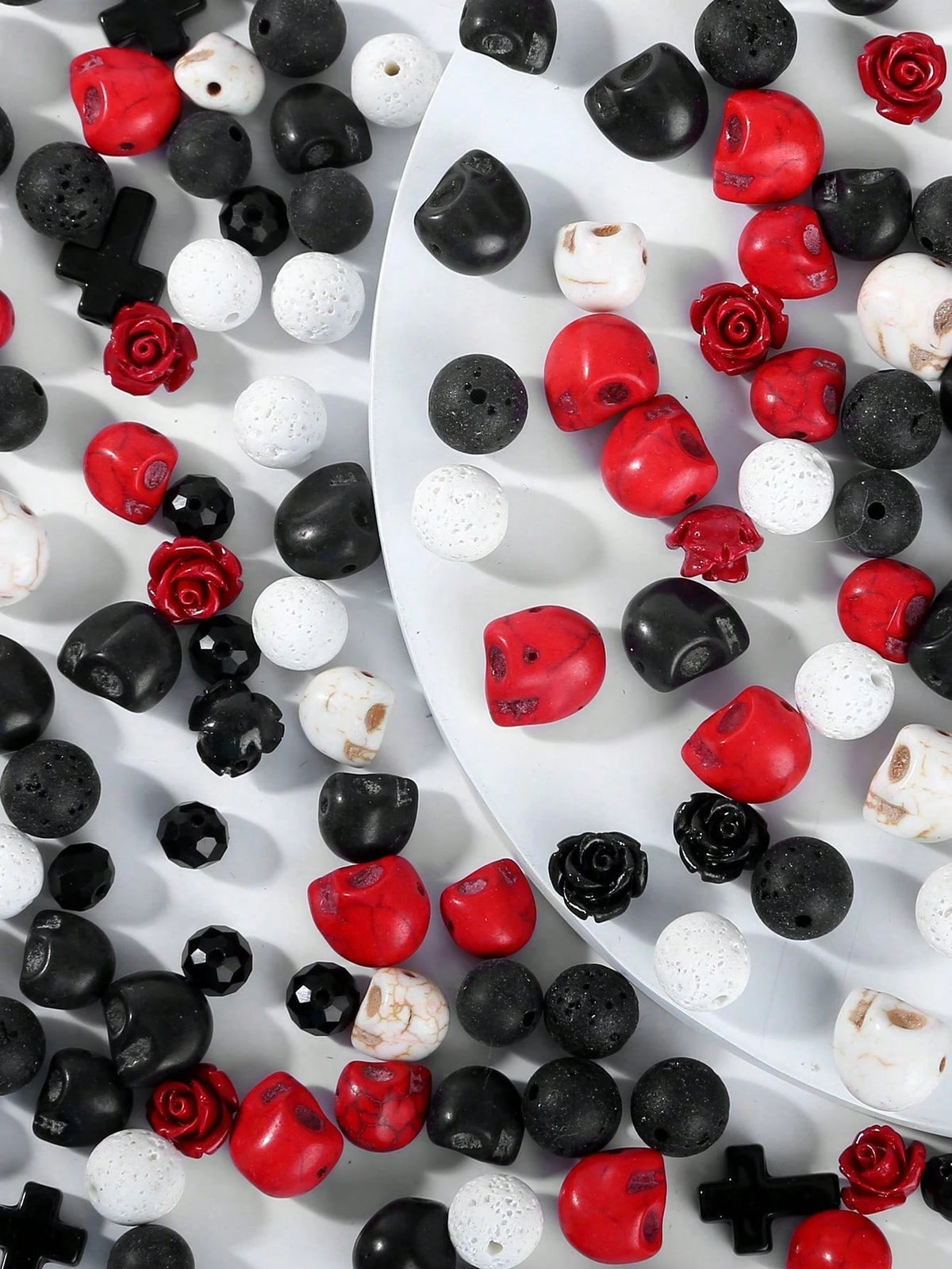 Halloween Skull Natural Stone Beads, Mix Skull Spacer Beads For Jewelry Making, DIY Bracelets Necklaces Keychains Crafts Accessories, Halloween Decor