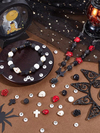 Halloween Skull Natural Stone Beads, Mix Skull Spacer Beads For Jewelry Making, DIY Bracelets Necklaces Keychains Crafts Accessories, Halloween Decor
