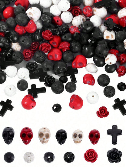 Halloween Skull Natural Stone Beads, Mix Skull Spacer Beads For Jewelry Making, DIY Bracelets Necklaces Keychains Crafts Accessories, Halloween Decor