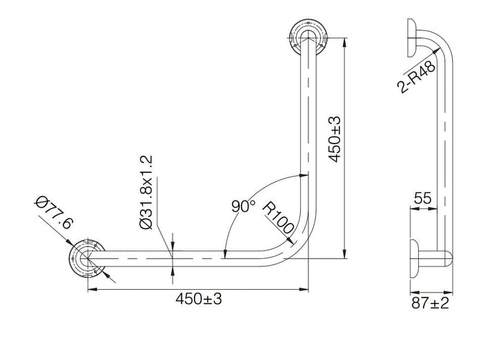 HAND RAIL and SHOWER RAIL - TPGRAB45 Accessories ECT