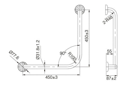 HAND RAIL and SHOWER RAIL - TPGRAB45 Accessories ECT