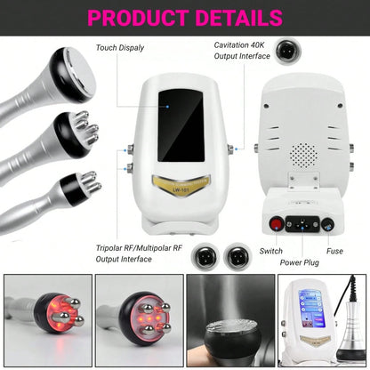 HanTai Spa RF Radiofrequency Medical Multifunctional Device, 3 In 1 RF Radio Frequency 40K Cavitation Body Slimming, Mini Vaceum Cavitation Machine For Skin Care Body Fat Removal