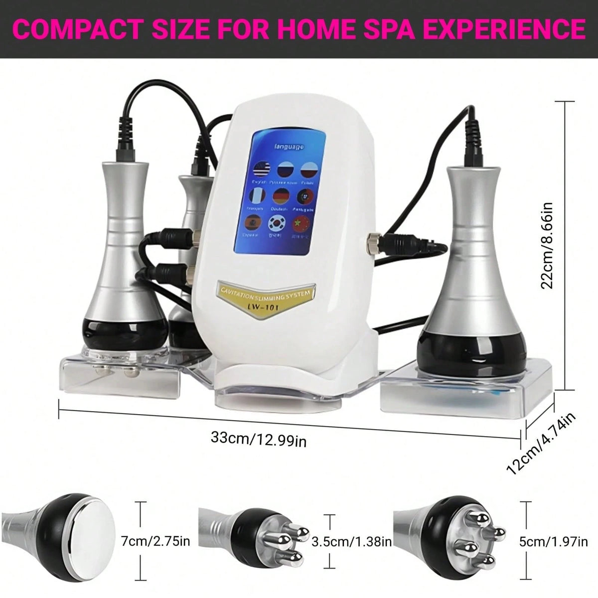 HanTai Spa RF Radiofrequency Medical Multifunctional Device, 3 In 1 RF Radio Frequency 40K Cavitation Body Slimming, Mini Vaceum Cavitation Machine For Skin Care Body Fat Removal