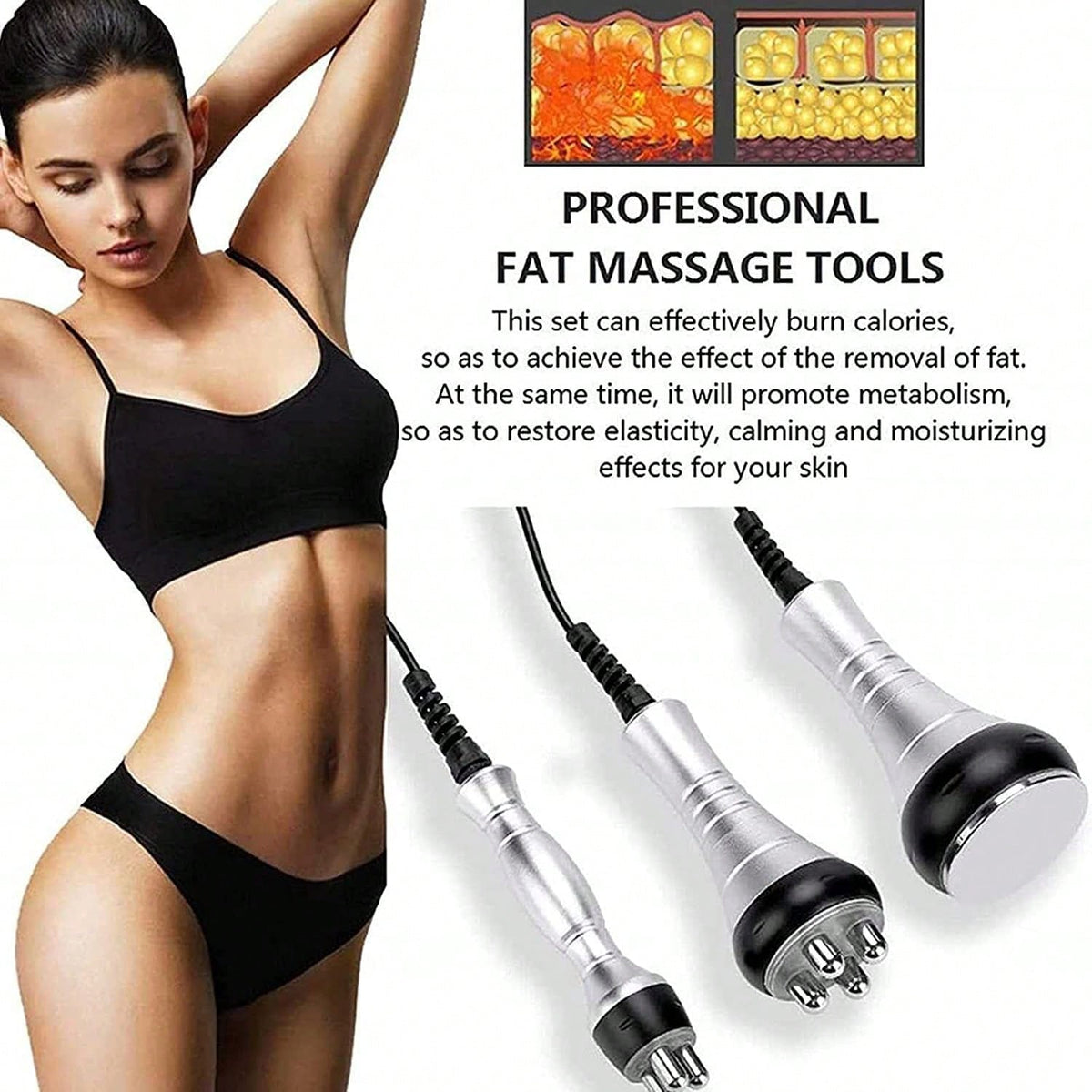 HanTai Spa RF Radiofrequency Medical Multifunctional Device, 3 In 1 RF Radio Frequency 40K Cavitation Body Slimming, Mini Vaceum Cavitation Machine For Skin Care Body Fat Removal
